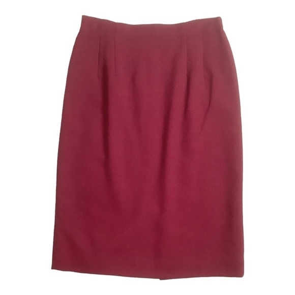 Talbots 100% Pure New‎ Wool Burgundy Career Pencil Skirt USA Made Sz 8 - Picture 1 of 5
